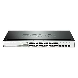 D-Link DGS-1210-24P/E switch Smart Gigabit 24 porturi PoE+ cu 4 porturi SFP pentru retele business
