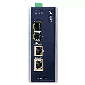 PLANET IGUP-2205AT Convertor Media Industrial Gigabit 2×SFP ↔ 2×RJ-45 IEEE 802.3bt PoE++