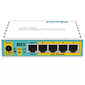 Router hEX PoE Lite, 5 x Fast Ethernet 4 x PoE, RouterOS L4 - Mikrotik RB750UPr2