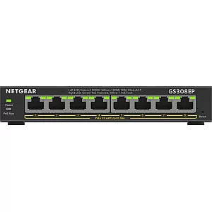 NETGEAR 8-Port Gigabit Ethernet PoE+ Plus Switch (GS308EP) Gestionate L2/L3 Gigabit Ethernet (10/100/1000) Power over Ethernet (PoE) Suport Negru