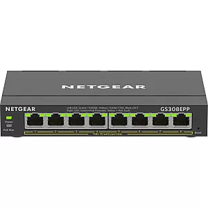 NETGEAR 8-Port Gigabit Ethernet High-Power PoE+ Plus Switch (GS308EPP) Gestionate L2/L3 Gigabit Ethernet (10/100/1000) Power over Ethernet (PoE) Suport Negru