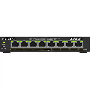 NETGEAR 8-Port Gigabit Ethernet High-Power PoE+ Plus Switch (GS308EPP) Gestionate L2/L3 Gigabit Ethernet (10/100/1000) Power over Ethernet (PoE) Suport Negru