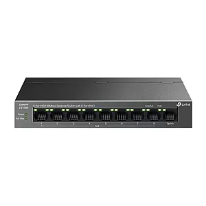 Switch LiteWave, 8 x RJ45 10/100 Mbps PoE, 1 x RJ45 10/100 Mbps, Buget PoE 63W, Unmanaged - TP-Link LS109P