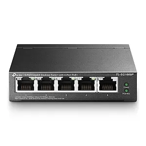 Switch 4 porturi PoE Gigabit, 1 port RJ45 Gigabit, Unmanaged - TP-Link TL-SG1005P
