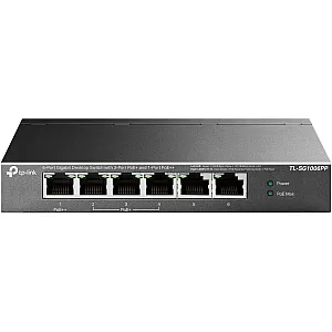 Switch 1 x RJ45 1G PoE++, 3 x RJ45 1G PoE+, 2 x RJ45 Gigabit, Buget PoE 64W, Unmanaged - TP-Link TL-SG1006PP