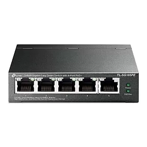 Switch 4 x RJ45 Gigabit PoE, 1 x RJ45 Gigabit, Buget PoE 65W, Easy Smart Managed - TP-Link TL-SG105PE