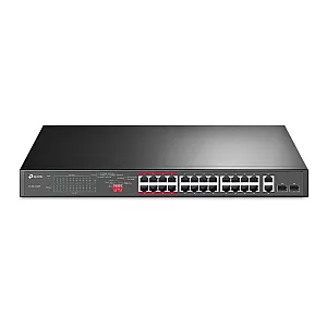 Switch 24 x RJ45 10/100 Mbps PoE, 2 x RJ45 1G, 2 x combo SFP 1G, Buget PoE 250W, Unmanaged - TP-Link TL-SL1226P