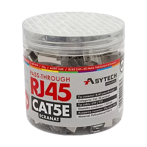 Mufa RJ-45 FTP Cat.5e EZ Passthrough, ecranata, 50µ (100 buc) RJ45M-CAT5-EZ-50U-JAR