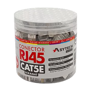Mufa RJ-45 FTP Cat.5e, ecranata, 50µ (100 buc) RJ45M-CAT5E-50U-JAR