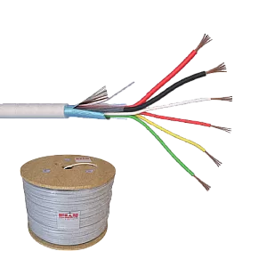Cablu de alarma 6 fire ecranate + alimentare 2x0.75, cupru integral, 500m 6CUEF+2x0.75-T