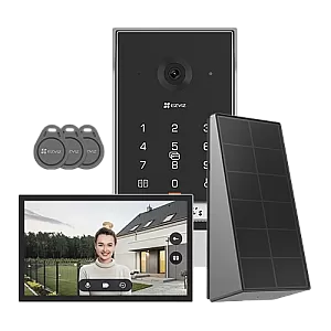 Kit video-interfon, Monitor tactil 7 inch, camera 2K, IR 5m, SDcard, Wi-Fi5, Panou Solar - EZVIZ CS-EP7-3MP-SP