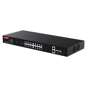 Switch 16 porturi Gigabit PoE, 2 x RJ45 Gigabit Uplink, 2 x SFP Gigabit, 1U - IP-COM G1120P-16-250W