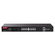 Switch 16 porturi Gigabit PoE, 2 x RJ45 Gigabit Uplink, 2 x SFP Gigabit, 1U - IP-COM G1120P-16-250W Switch 16 porturi Gigabit PoE, 2 x RJ45 Gigabit Uplink, 2 x SFP Gigabit, 1U - IP-COM G1120P-16-250W