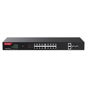 Switch 16 porturi Gigabit PoE, 2 x RJ45 Gigabit Uplink, 2 x SFP Gigabit, 1U - IP-COM G1120P-16-250W