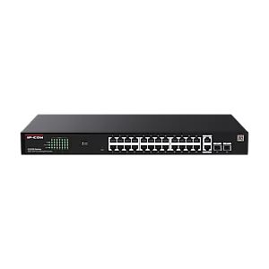 Switch 24 porturi PoE RJ45 Gigabit, 2 x RJ45 Gigabit, 2 x SFP Gigabit, Management, 1U - IP-COM G2228P-24-410W