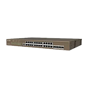 Switch 24 porturi PoE Gigabit, 4 porturi SFP Gigabit, 1 port consola,1U , L3 Management - IP-COM G5328P-24-410W