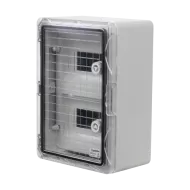 Cutie modulara IP65 din ABS gri, usa transparenta, 2 x 9 module, 250x350x150 mm PP3112