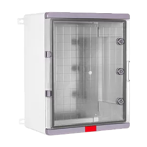 Cutie distributie IP67 din ABS gri, usa transparenta, placa metalica, 400x500x240 mm PS405024