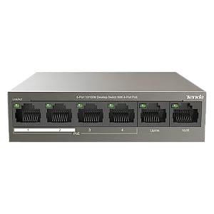 Switch 4 porturi PoE, 2 porturi uplink RJ45 10/100Mbps - TENDA TND-TEF1106P-4-63W