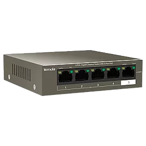Switch 4 porturi Gigabit PoE, 1 port Uplink Gigabit - Tenda TND-TEG1105P-4-63W