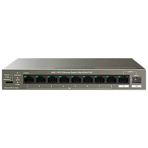 Switch 8 porturi Gigabit PoE, 1 port Uplink Gigabit, 1 port SFP Uplink Gigabit - Tenda TND-TEG1110PF-8-102W