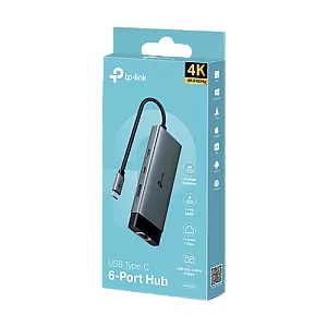 Hub USB-C 6-in-1, 1 x USB-C PD 100W, 1 x USB-C, 2 x USB-A, 1 x HDMI 4K@60Hz, 1 x RJ45 1G - TP-Link UH6120C