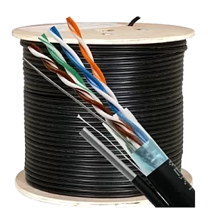 Cablu FTP autoportant, cat 5E, CUPRU 100%, 305m, negru TSY-FTP5E-MESS Cablu FTP autoportant, cat 5E, CUPRU 100%, 305m, negru TSY-FTP5E-MESS