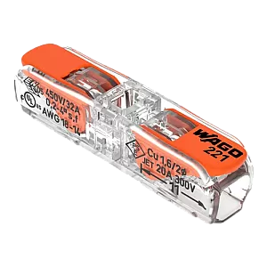 Conector derivatie in linie, 2 fire, max. 4 mm² (60 buc.) - WAGO 221-2411