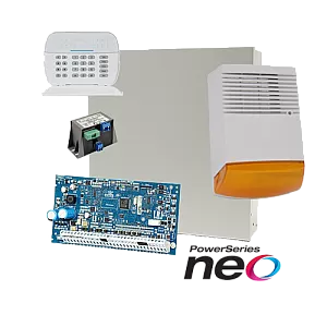 Kit alarma la efractie DSC NEO cu sirena exterioara KIT2016BS