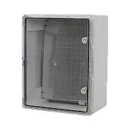 Cutie distributie IP65 din ABS gri, usa transparenta, placa metalica, 400x500x240 mm PP3017