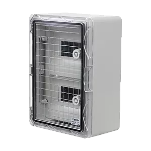 Cutie modulara IP65 din ABS gri, usa transparenta, 2 x 9 module, 250x350x150 mm PP3112
