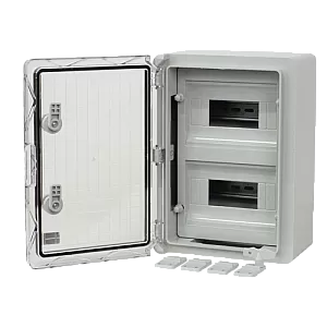 Cutie modulara IP65 din ABS gri, usa transparenta, 2 x 9 module, 250x350x150 mm PP3112