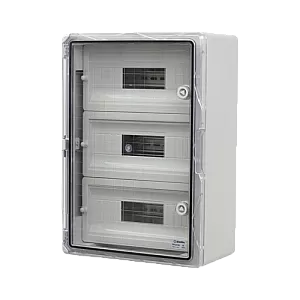 Cutie modulara IP65 din ABS gri, usa transparenta, 3 x 15 module, 350x500x190 mm PP3116