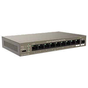 Switch 8 porturi Gigabit PoE, 1 port Uplink Gigabit, 1 port SFP Uplink Gigabit - Tenda TND-TEG1110PF-8-102W