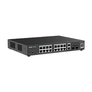 Switch 16 porturi PoE+, 2 porturi GE, 2 porturi SFP, Gigabit, Cloud Management - Ruijie RG-ES220GS-P
