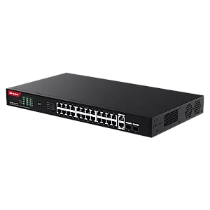 Switch 24 porturi Gigabit PoE, 2 x RJ45 Uplink Gigabit, 2 x SFP Gigabit, 1U - IP-COM G1128P-24-410W
