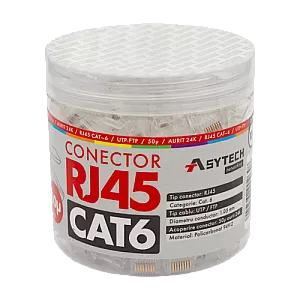 Mufa RJ-45 UTP Cat.6, 50µ (100 buc) RJ45-CAT6-50U-JAR