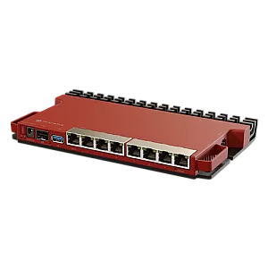 Router 8 porturi Gigabit, 1 port PoE IN, 1 port PoE Out, SFP 2.5G, NAND, USB, 1U - MikroTik L009UiGS-RM