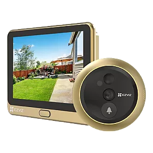 Vizor electronic smart, Wi-Fi, FullHD, monitor 4.3 inch, sonerie, acumulator 4600mAh, Auriu - EZVIZ CS-DP2C-Golden