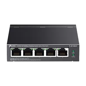 Switch 4 porturi RJ45 10/100 Mbps PoE, 1 port RJ45 10/100 Mbps, Buget PoE 41W, Unmanaged - TP-Link TL-SF1005LP