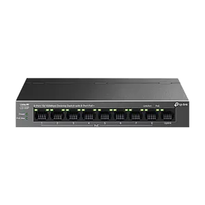 Switch LiteWave, 8 x RJ45 10/100 Mbps PoE, 1 x RJ45 10/100 Mbps, Buget PoE 63W, Unmanaged - TP-Link LS109P