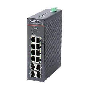 Switch 8 x RJ45 Gigabit PoE 802.3at/af/bt, 4 x SFP Gigabit, Smart Management, sina DIN - HIKVISION DS-3T1512HP-SI-8P4F