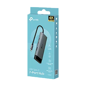 Hub USB-C 7-in-1, Power Delivery 100W, HDMI, Cititor carduri, Transfer date - TP-Link UH7020C