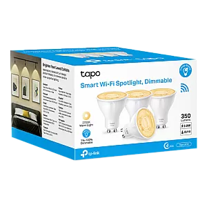 Set 4 becuri smart Wi-Fi, lumina calda 2700K ajustabila, 350 lm, GU10 - TP-Link Tapo TapoL610(4-pack)