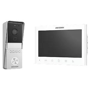 Kit videointerfon analogic 7inch, camera, conectare 2 fire - HIKVISION DS-KIS102-P-Aparent
