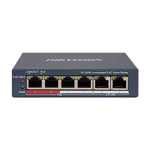 Switch 4 x RJ45 10/100 Mbps PoE, 2 x RJ45 10/100 Mbps, Unmanaged - HIKVISION DS-3E0106P-E-M