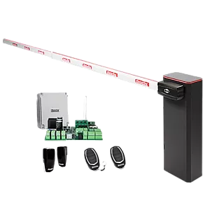 KIT complet bariera acces AUTO / 6 m, montaj universal ST/DR, lampa+brat cu semnalizre - MOTORLINE TURBO-6+SIG75HT-6-KIT
