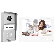 Kit videointerfon analogic 7inch, camera 2MP, conectare 2 fire - HIKVISION DS-KIS101-P(S)