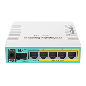 Router hEX PoE, 5 x Gigabit 4 PoE, 1 x SFP, RouterOS L4 - Mikrotik RB960PGS