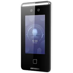 Terminal standalone IP de control acces si pontaj cu recunoastere faciala, amprenta, Card si cod QR - HIKVISION DS-K1T341AMF-S